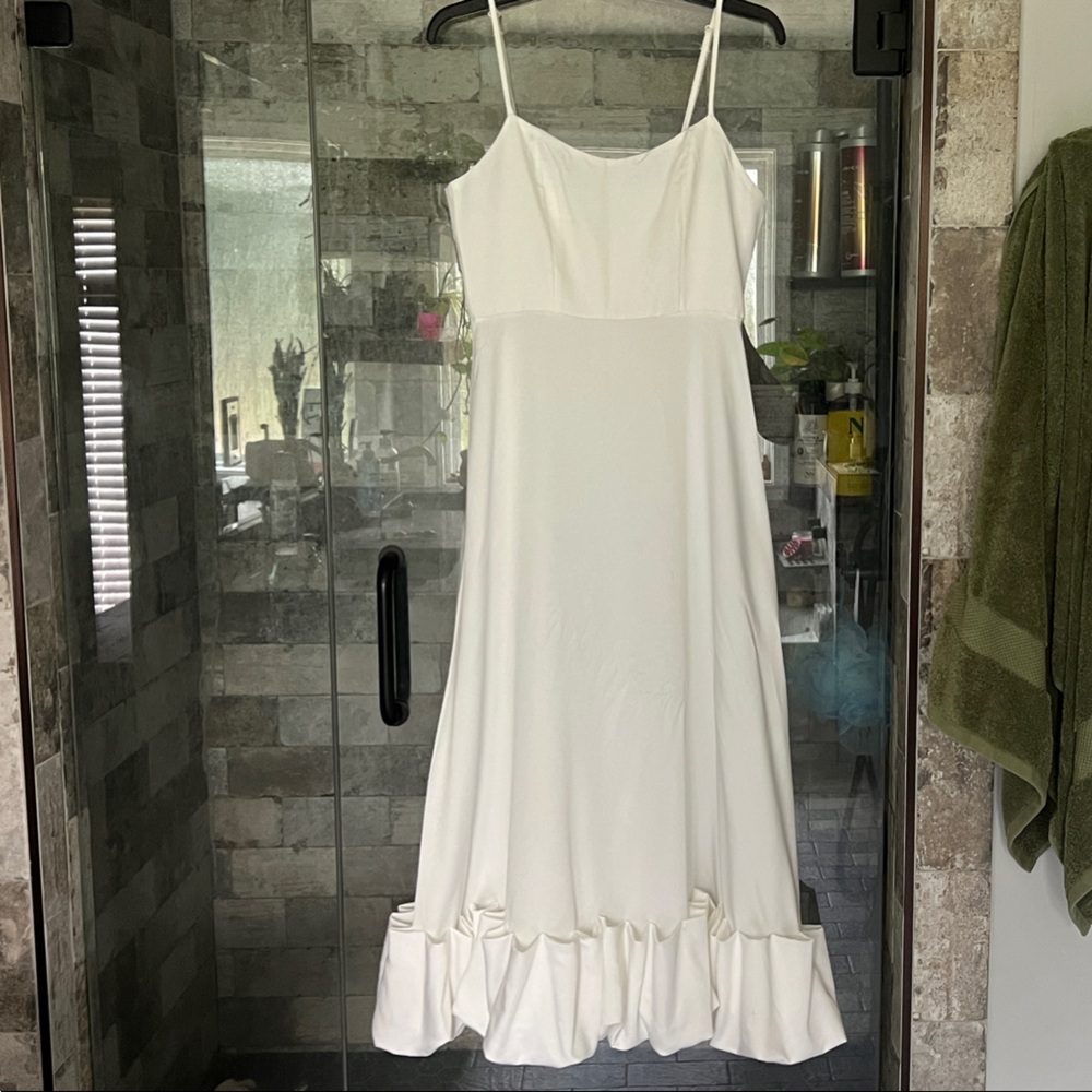 Selfie Leslie Cream Spaghetti Strap Mini Dress